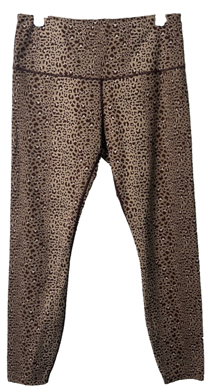 Varley Estrella Legging Women L Beige Animal Print Stretch Gym Training A2